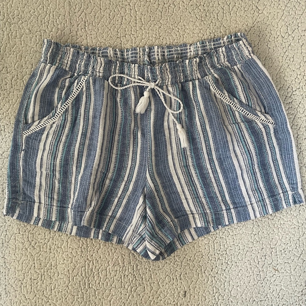 Briggs Pull On Elastic Waist Linen Rayon Shorts Large Drawstring XL